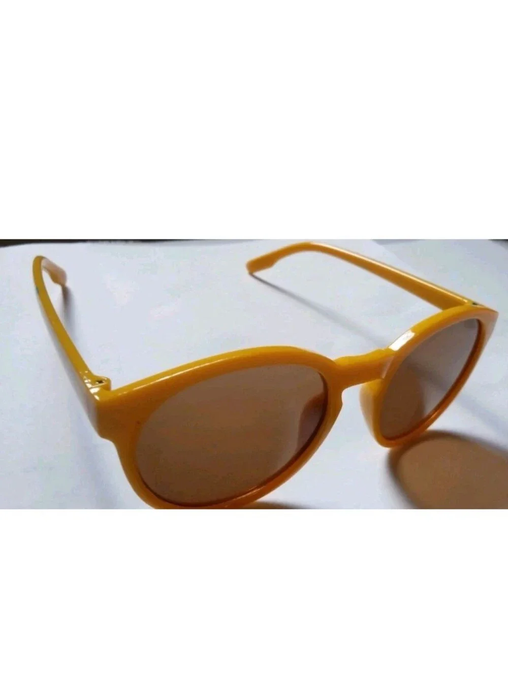 Sun Cruiser Women's Round Sunglasses Yellow Plastic Frame Brown Tinted Lenses